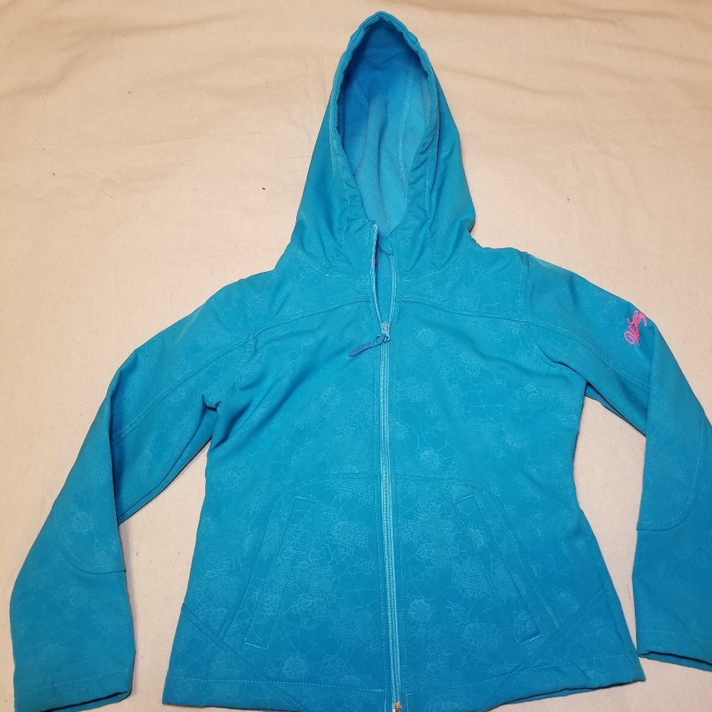 Turquoise Girls fleece lined waterproof jacket